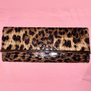 Leopard Print Patent Clutch Bag | Animal Print Evening Purse | 11”